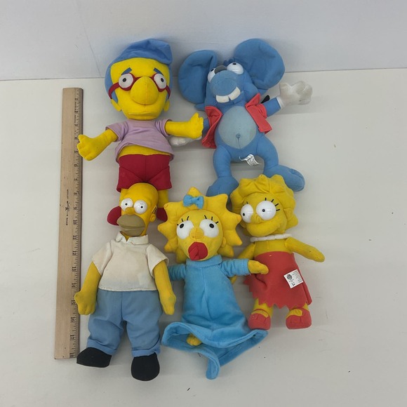 The Simpsons Character Plush Doll LOT Milhouse Lisa Itchy Mouse Homer Maggie - Picture 2 of 4